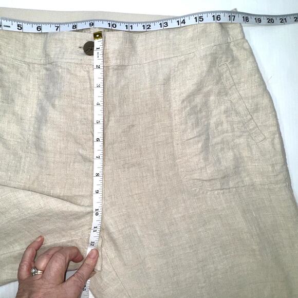 Chicos Linen High Rise Wide Leg Pants Size 2/L Oatmeal Pockets Coastal Lagenlook - Picture 8 of 12